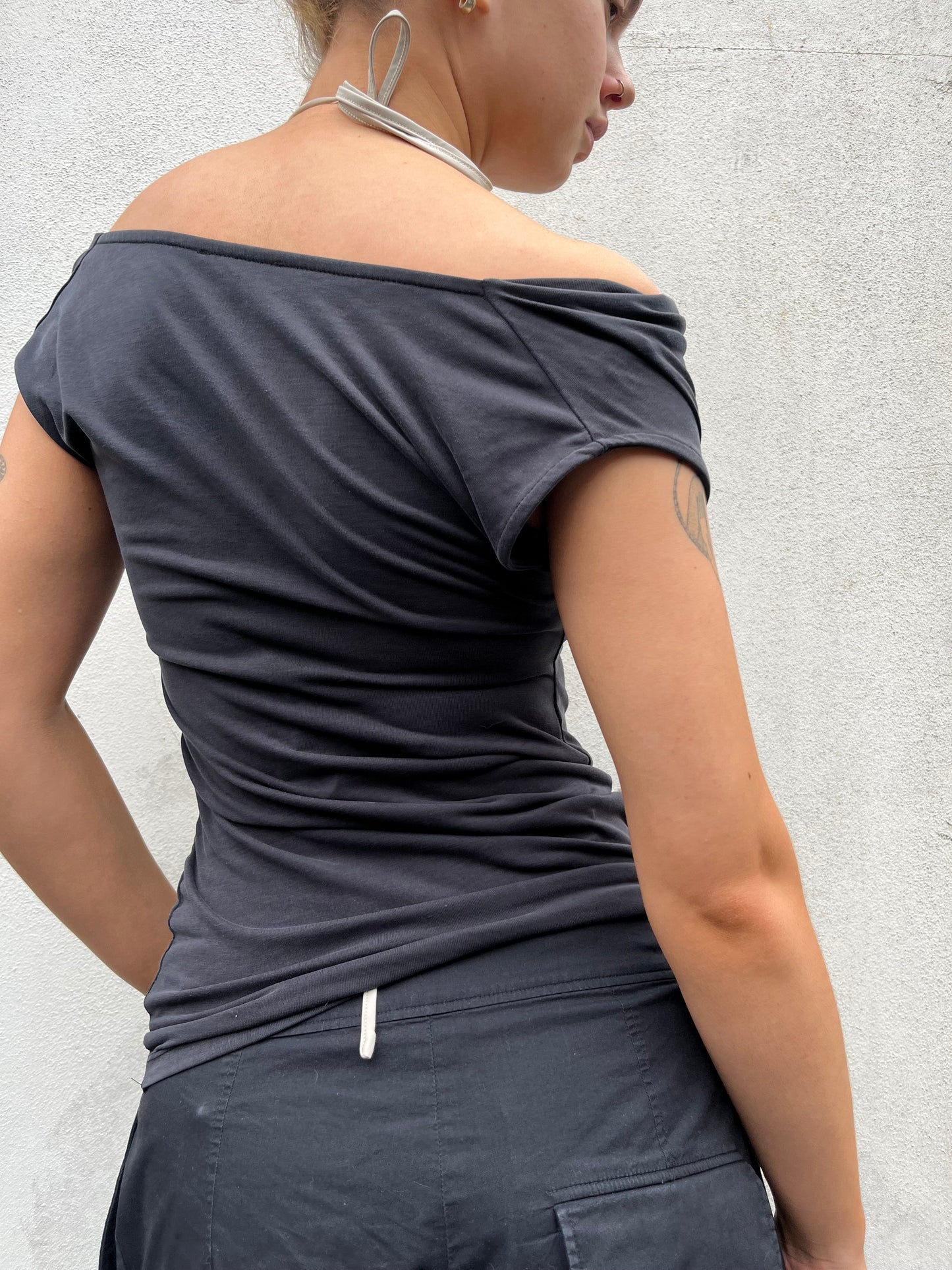 grey cupro top