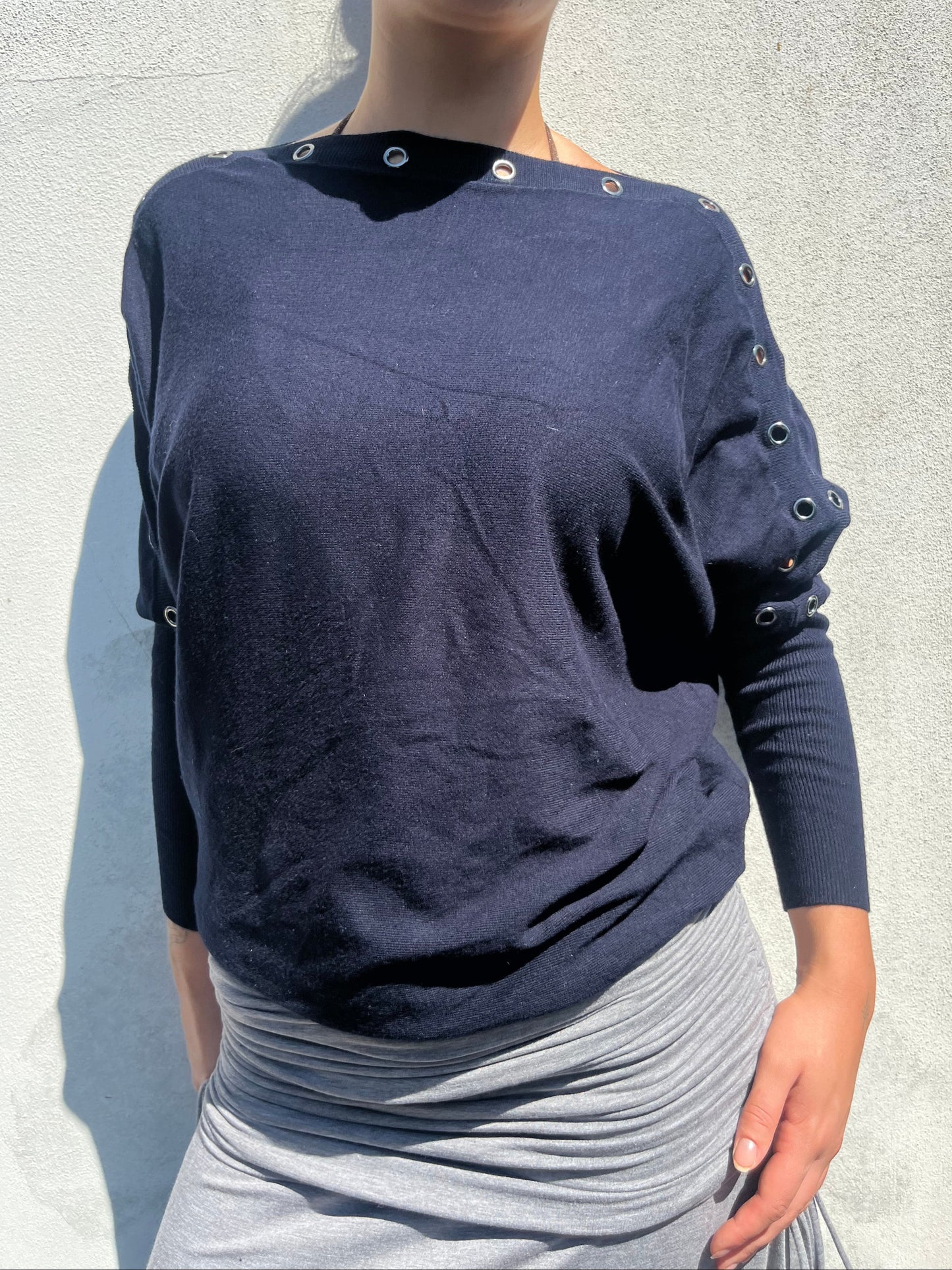 navy batwing knit