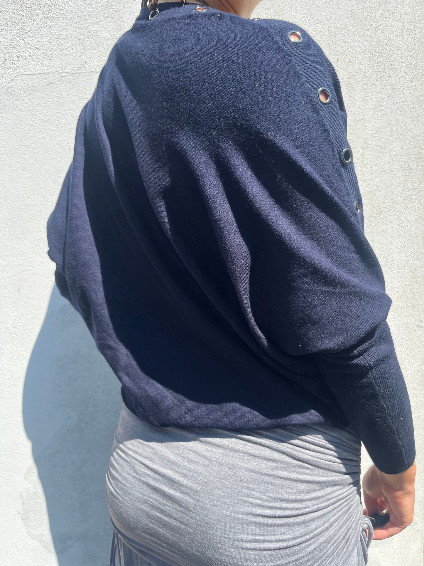 navy batwing knit
