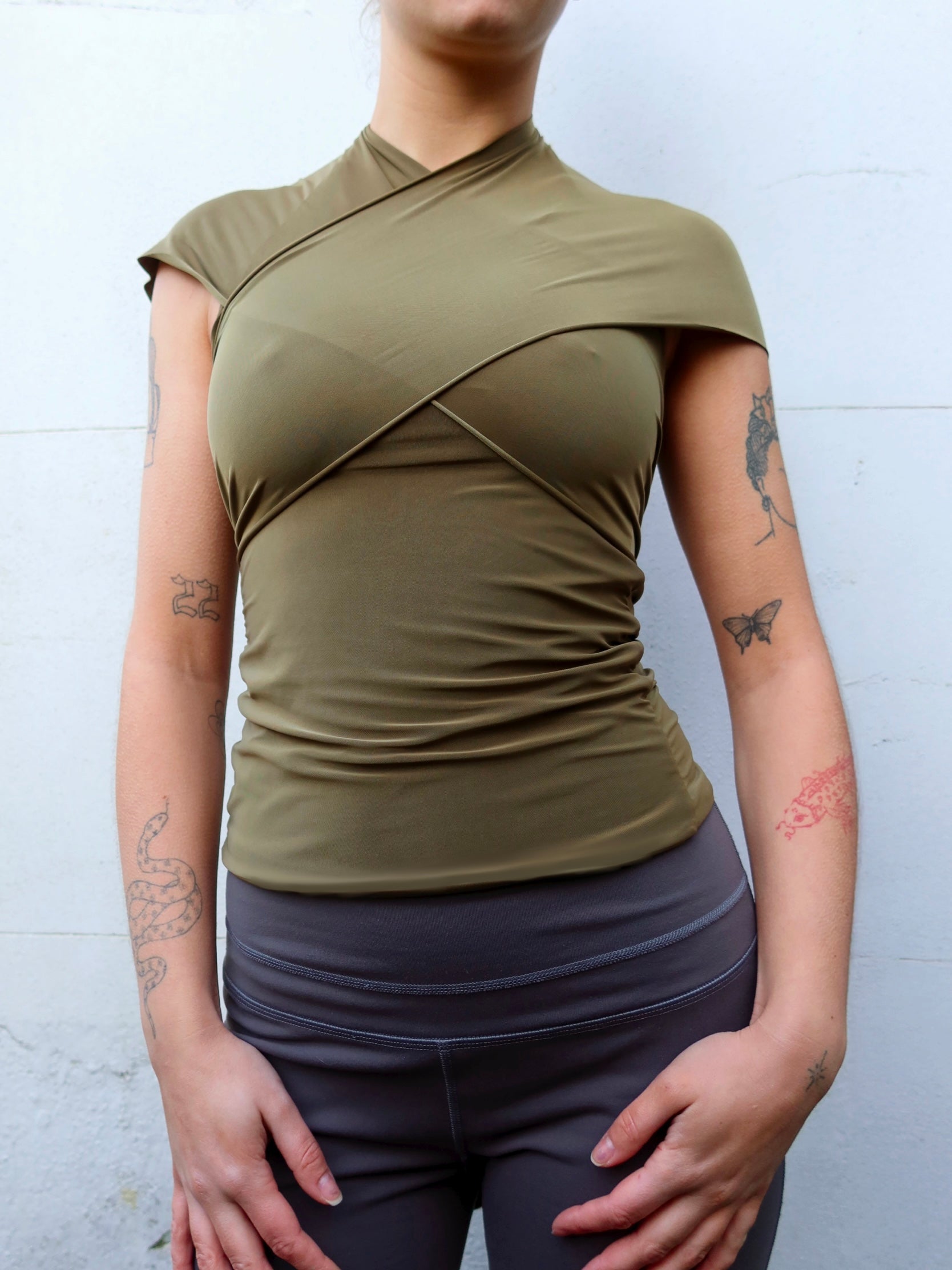 knot top in olive