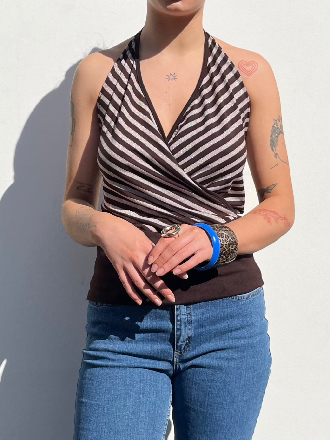stripy halter neck