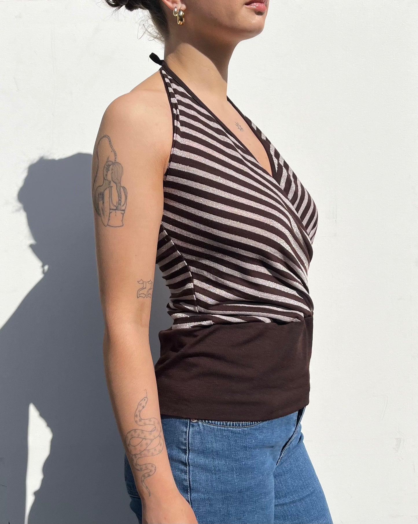 stripy halter neck