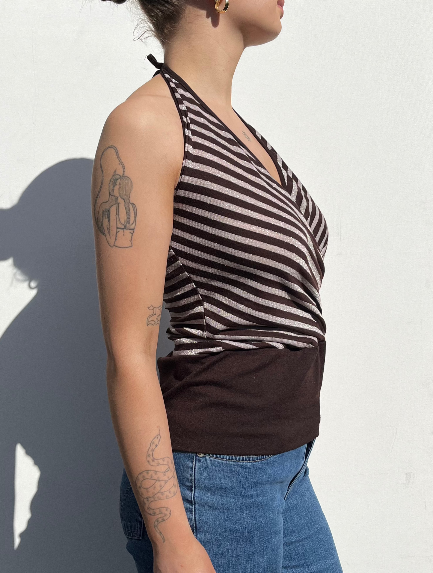 stripy halter neck