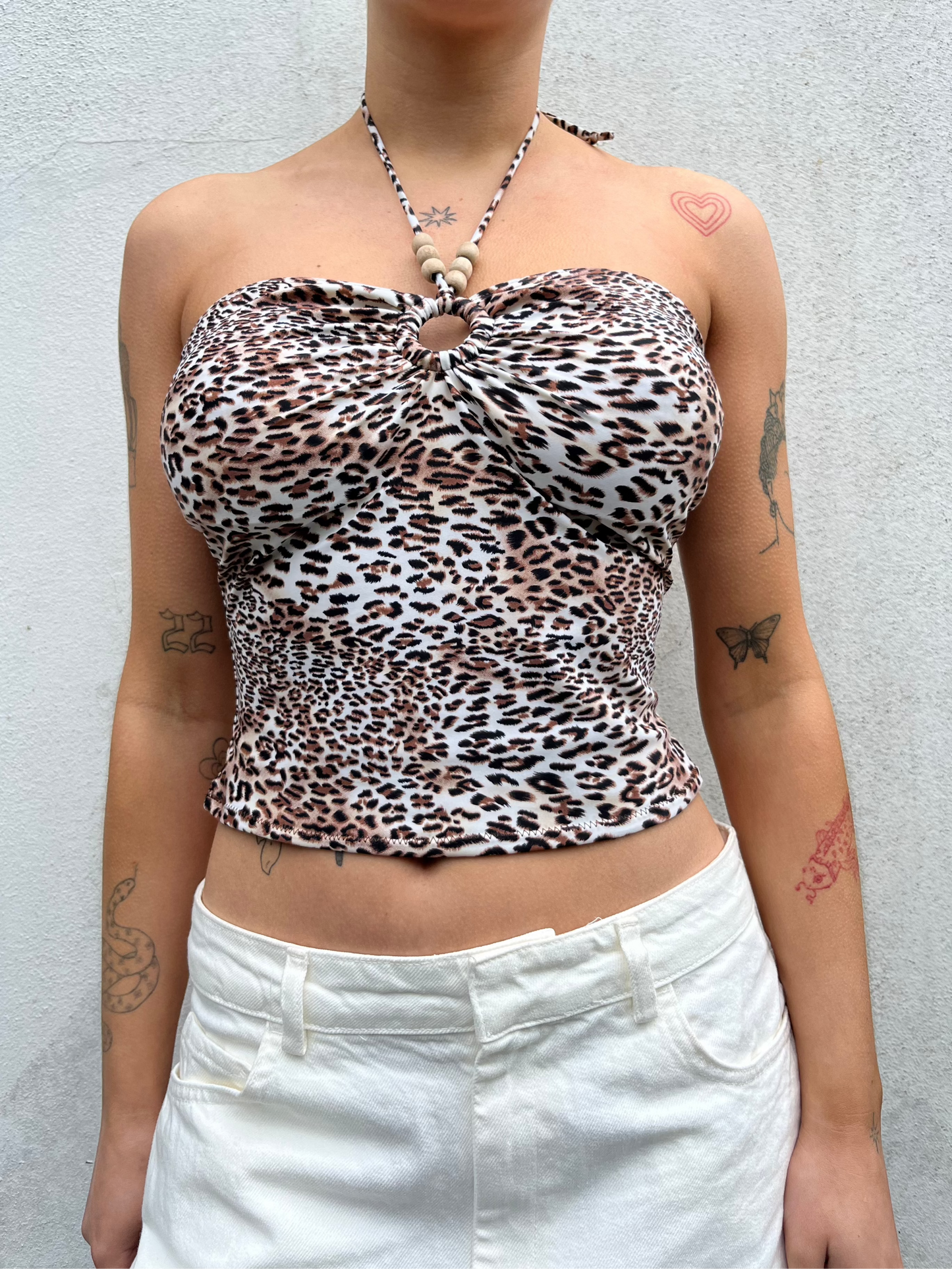 leopard slinky halter neck