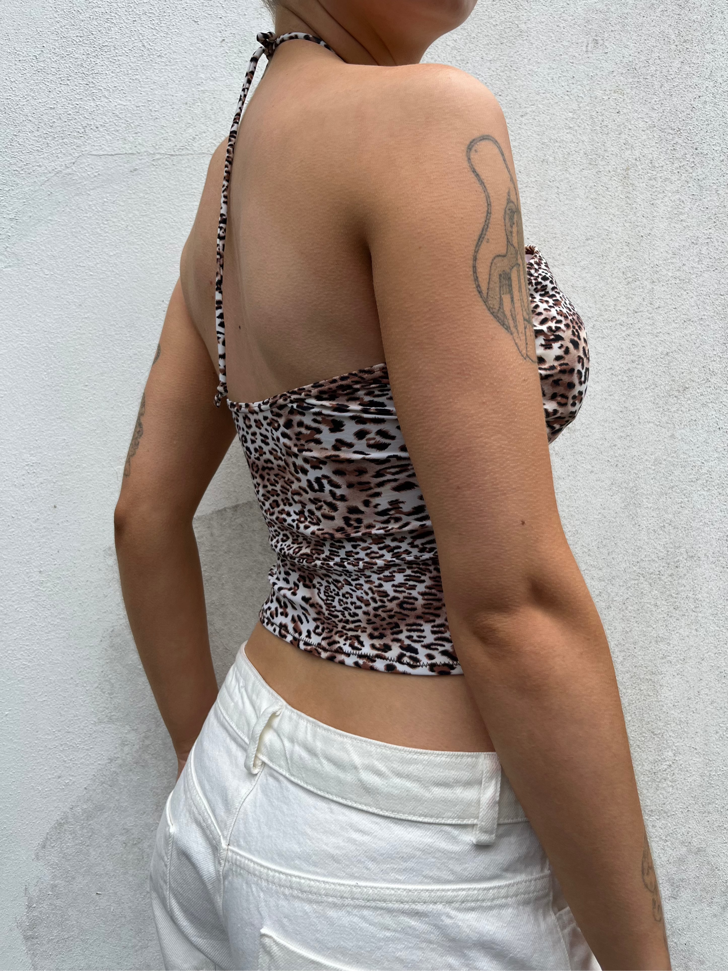 leopard slinky halter neck