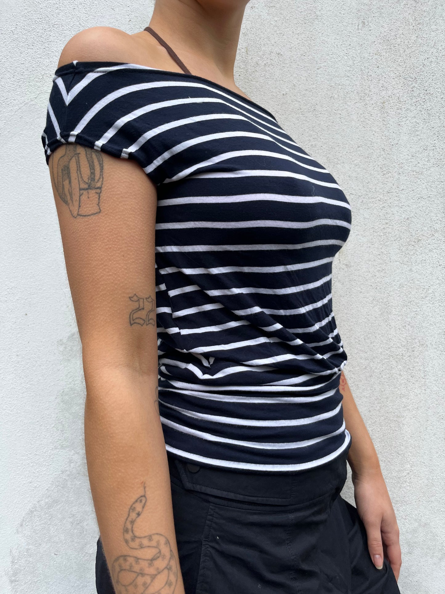 stripy off the shoulder top