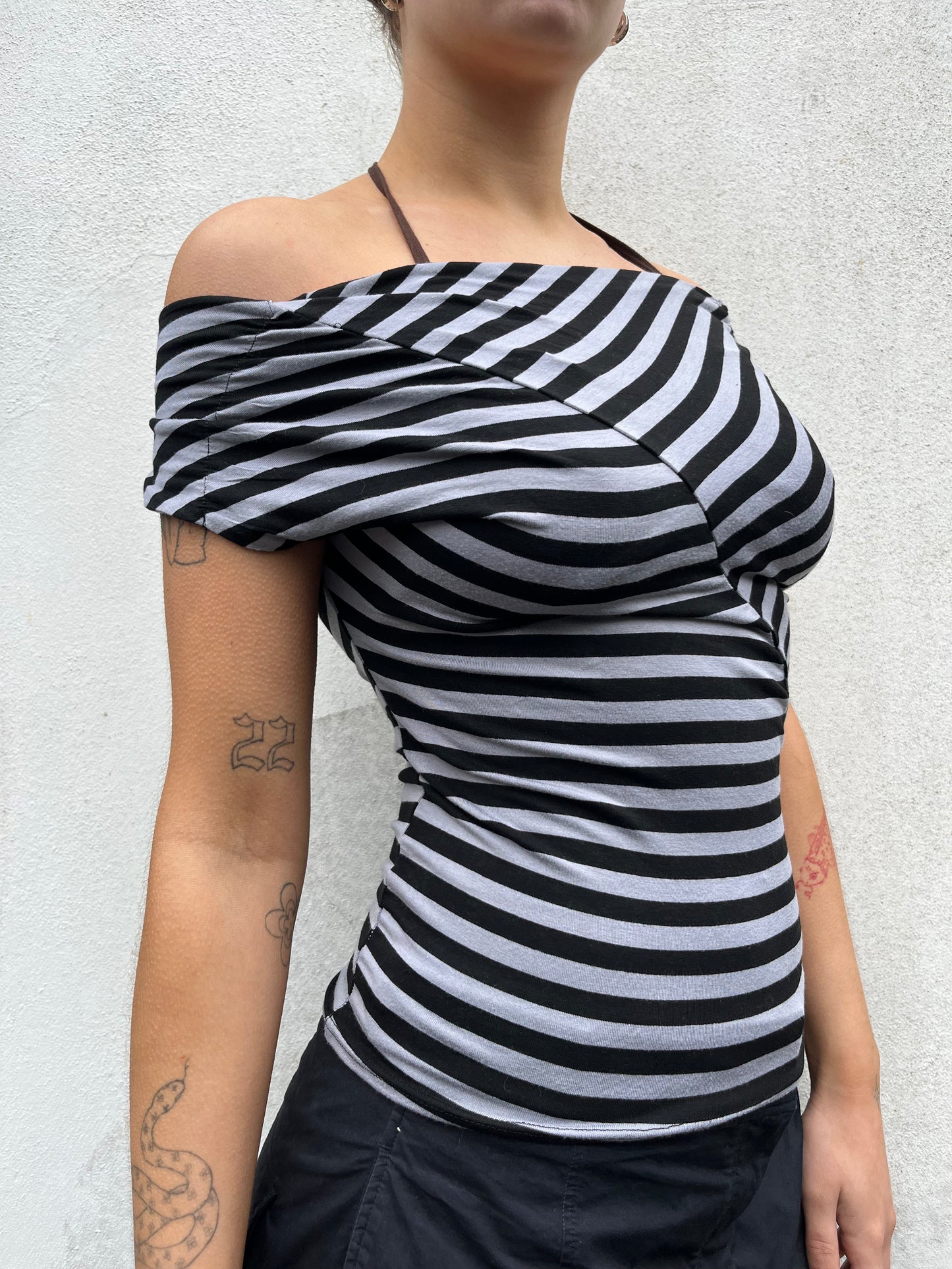 off the shoulder stripy top