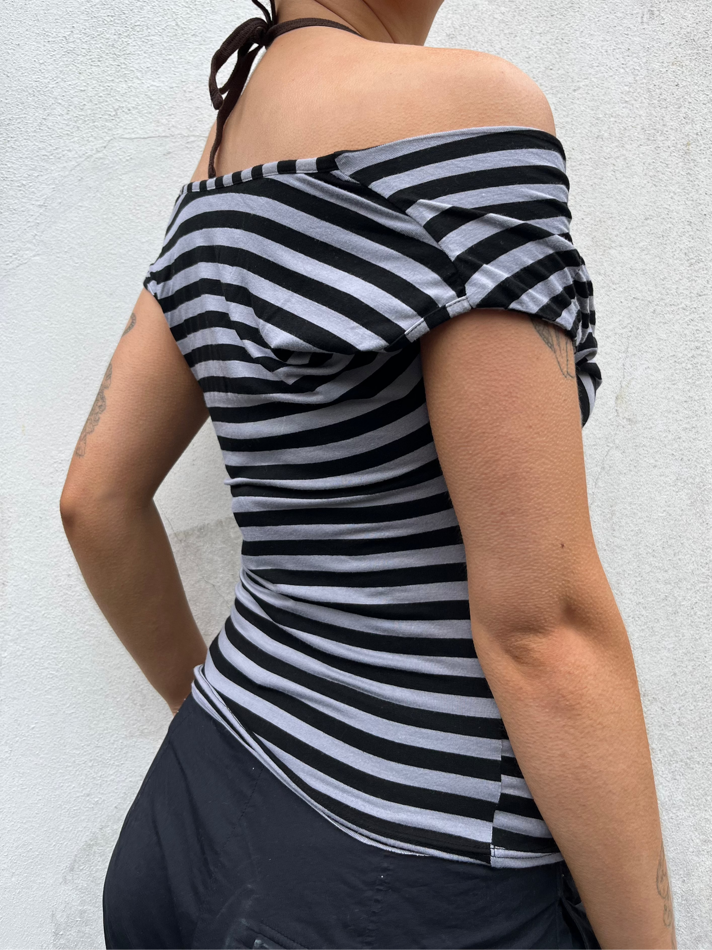off the shoulder stripy top