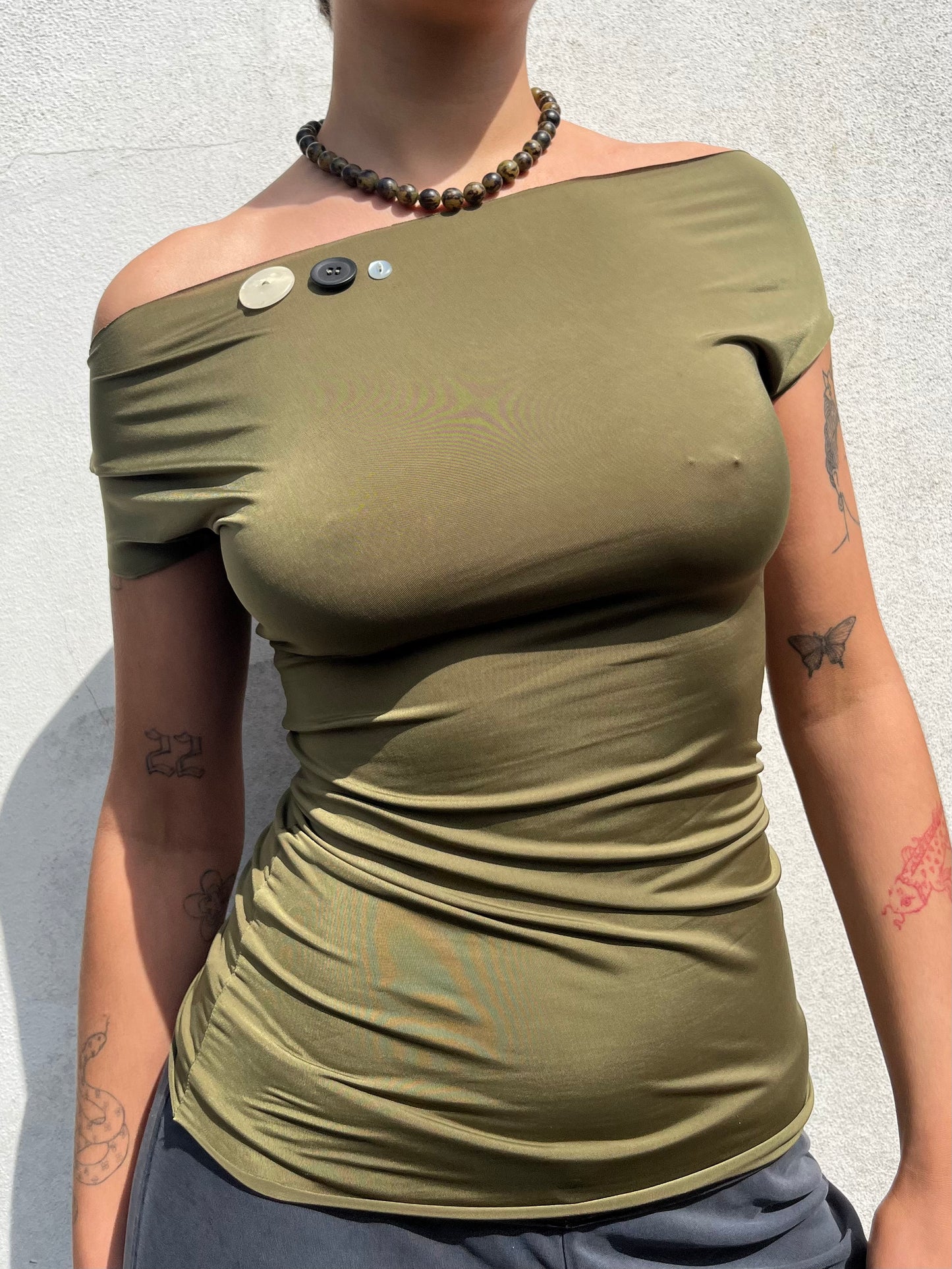 button top in olive