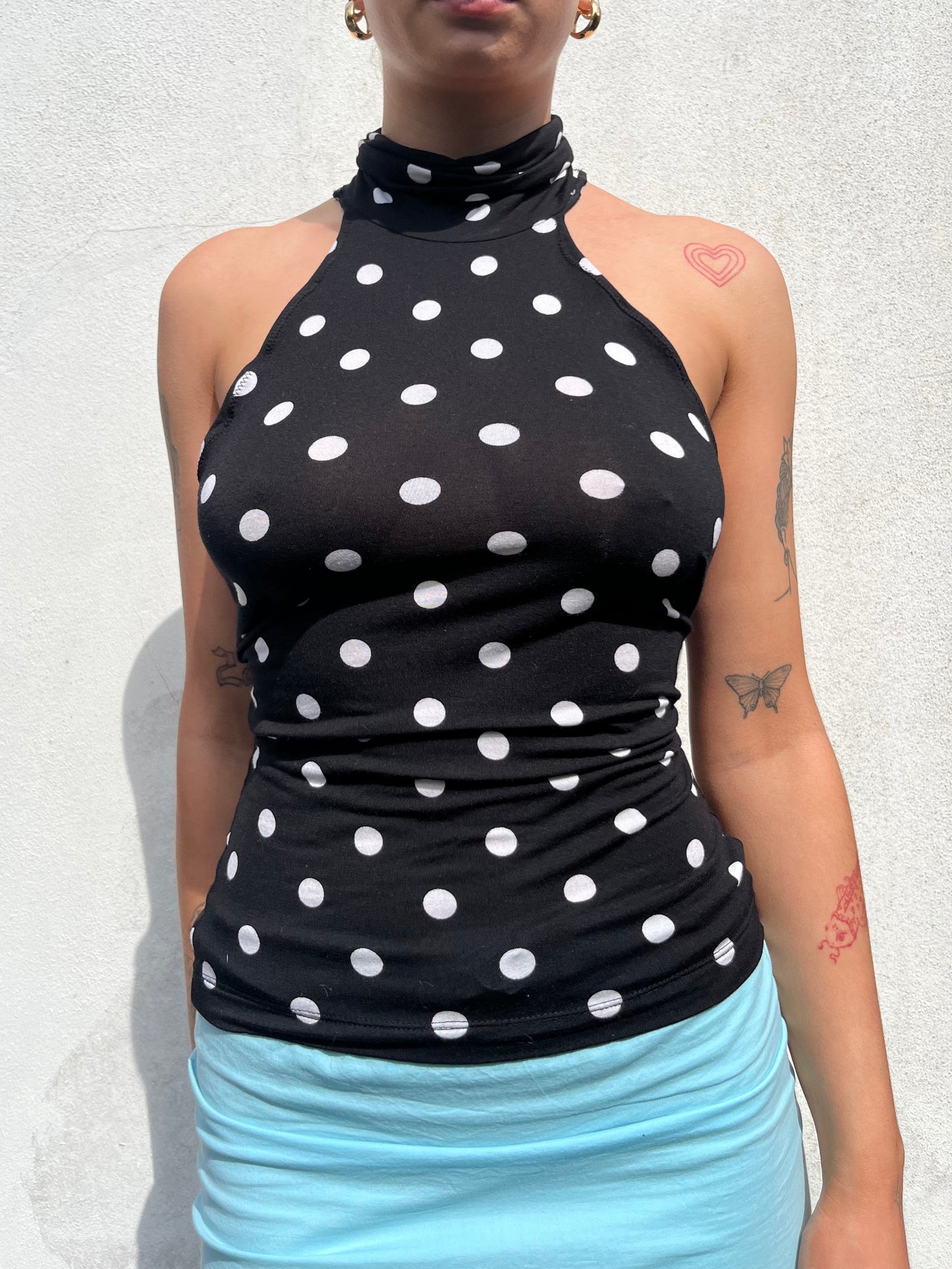 polka dot halter neck top