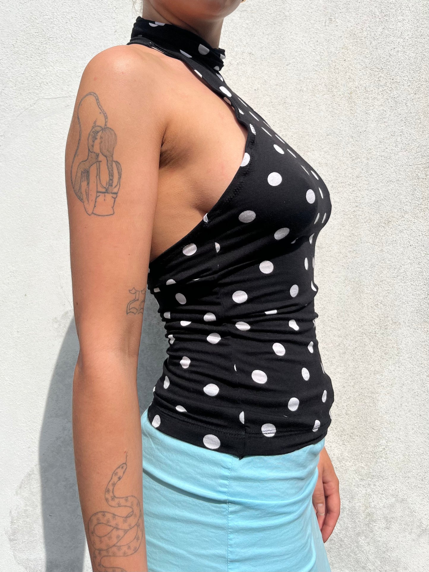 polka dot halter neck top