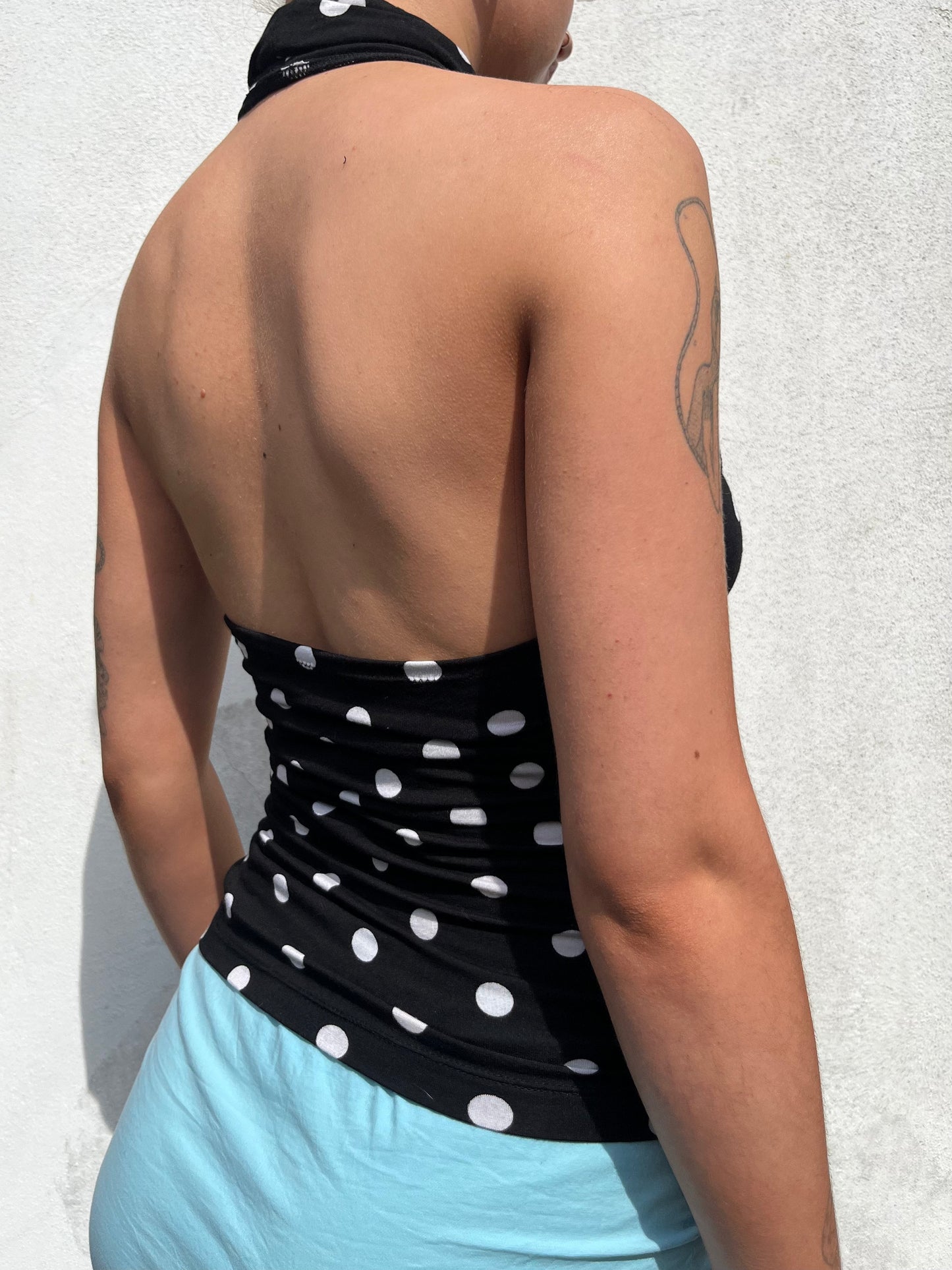 polka dot halter neck top