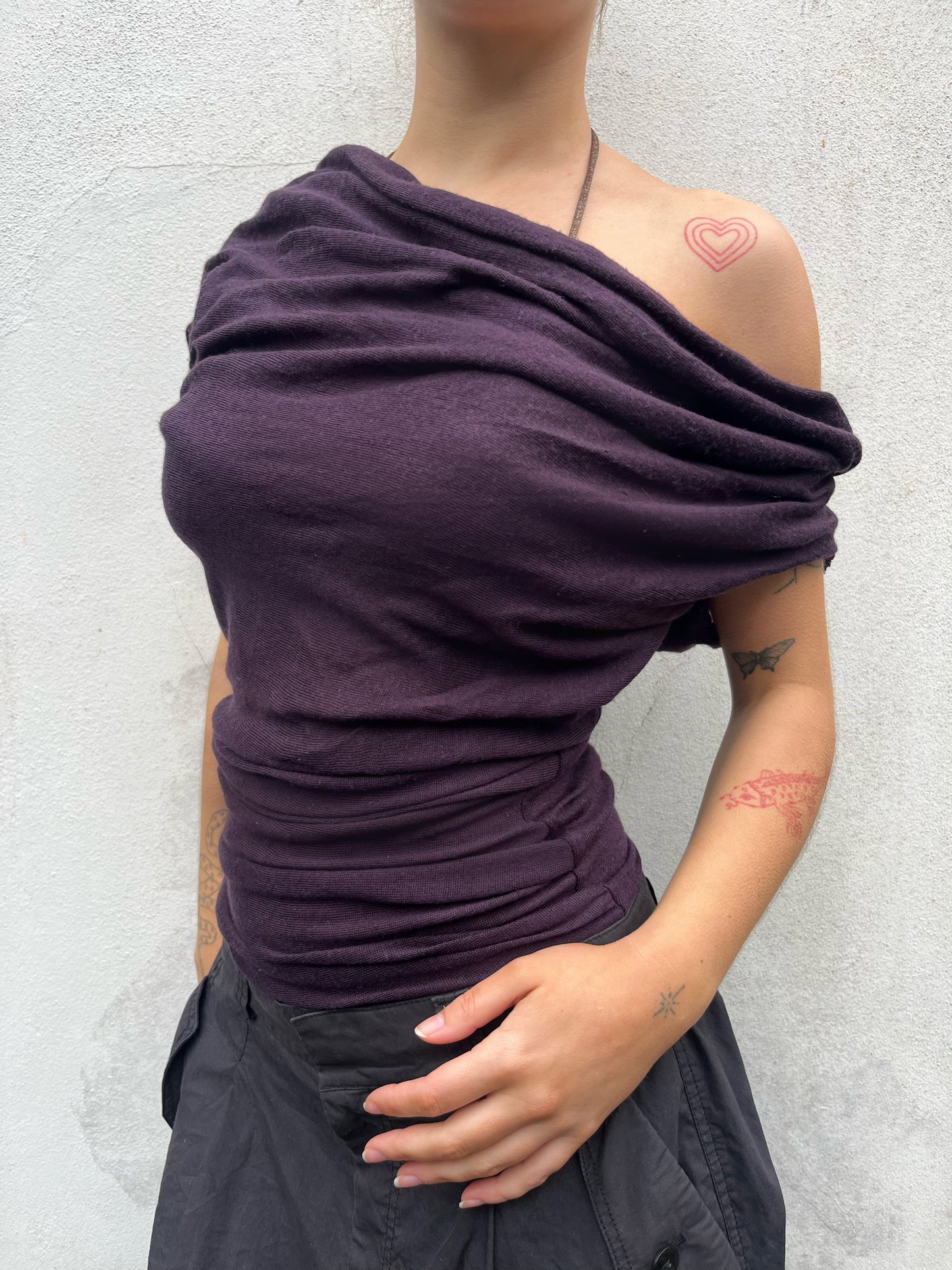 aubergine slouchy top