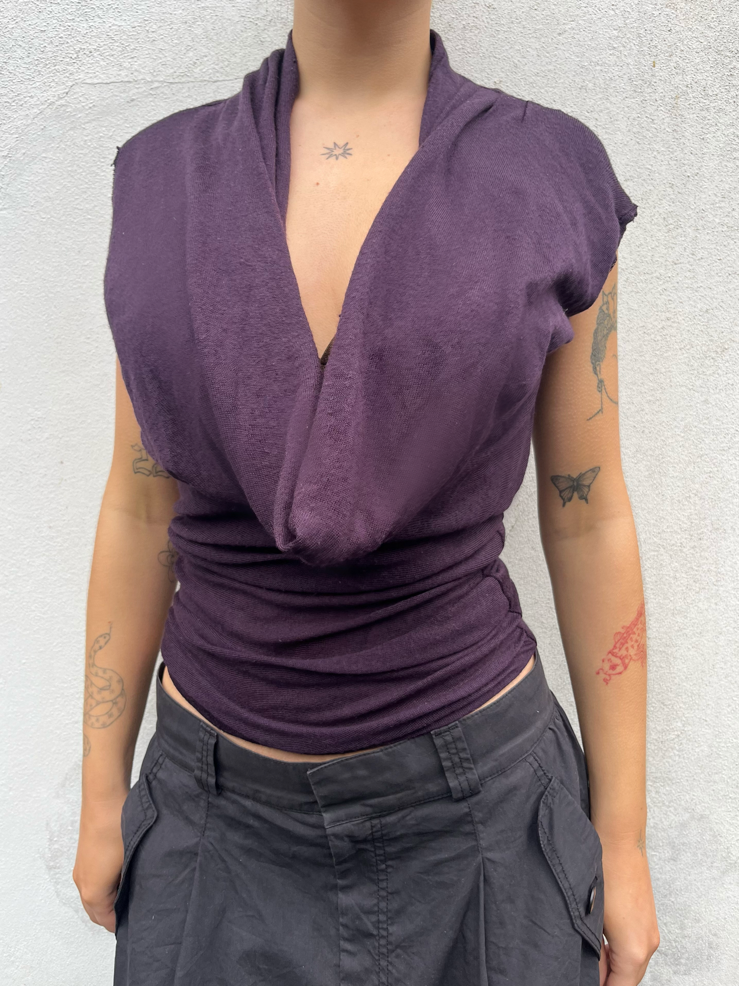 aubergine slouchy top