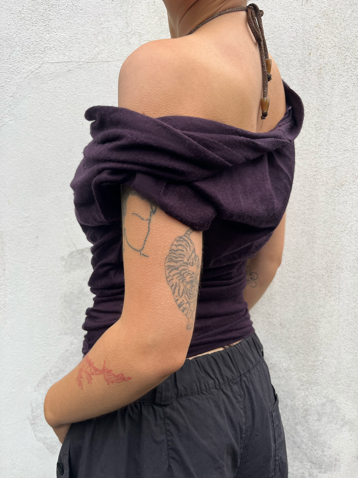 aubergine slouchy top