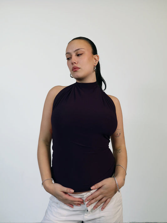 knot top in deep purple