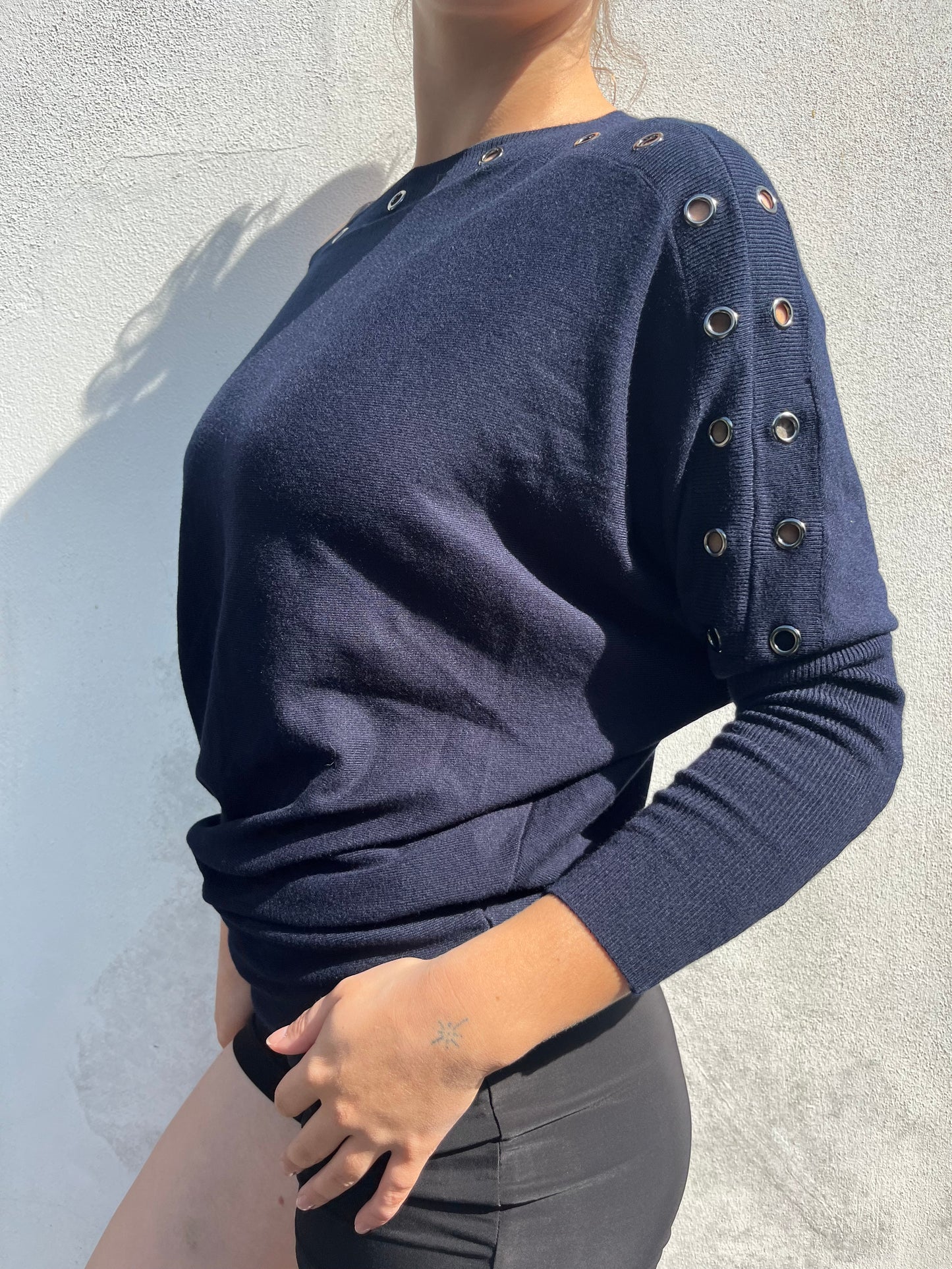 navy batwing knit