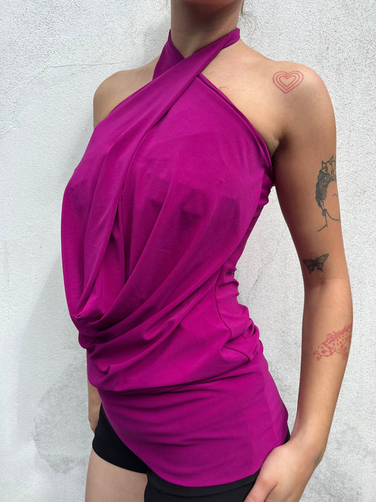 magenta halter neck top