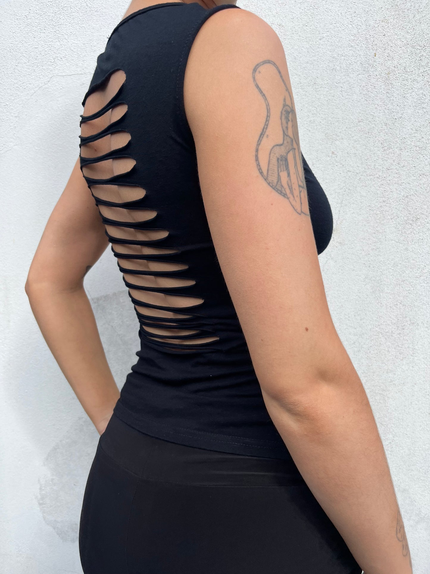 black slash back top