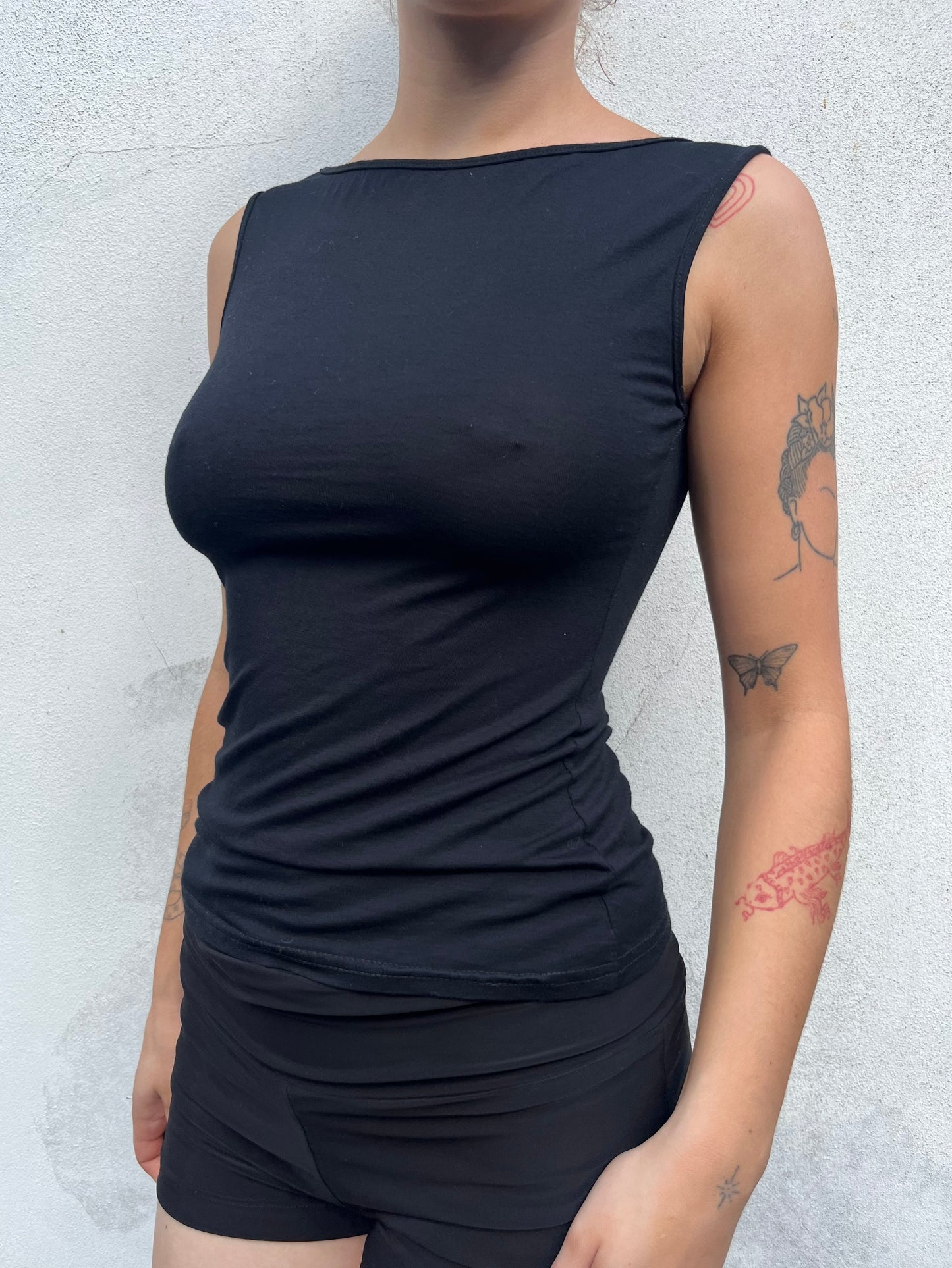 black slash back top