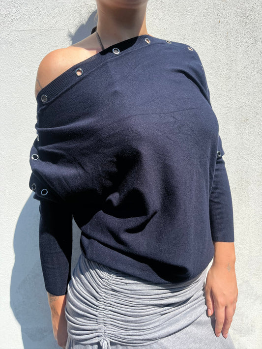 navy batwing knit