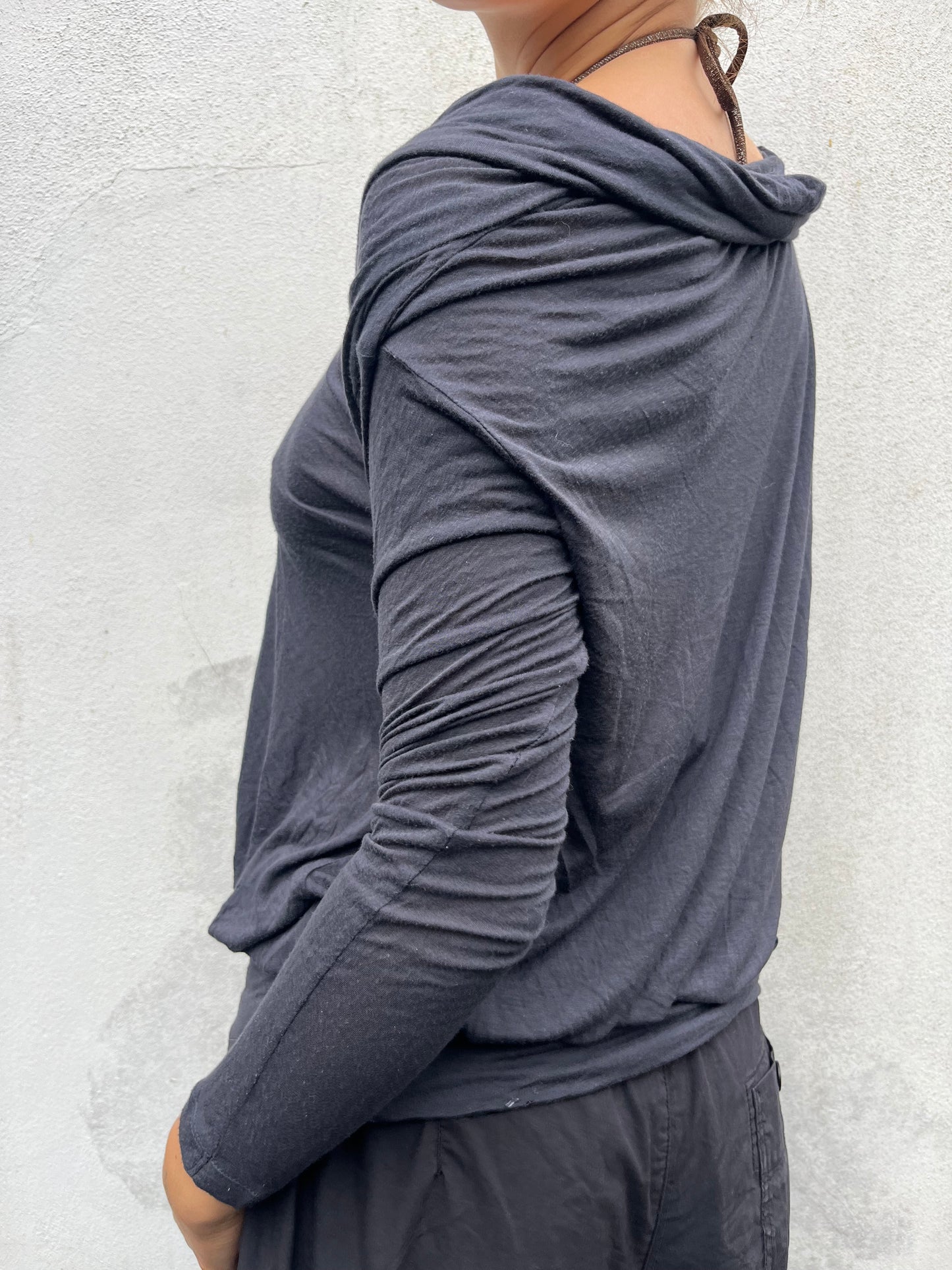 dark grey sheer top