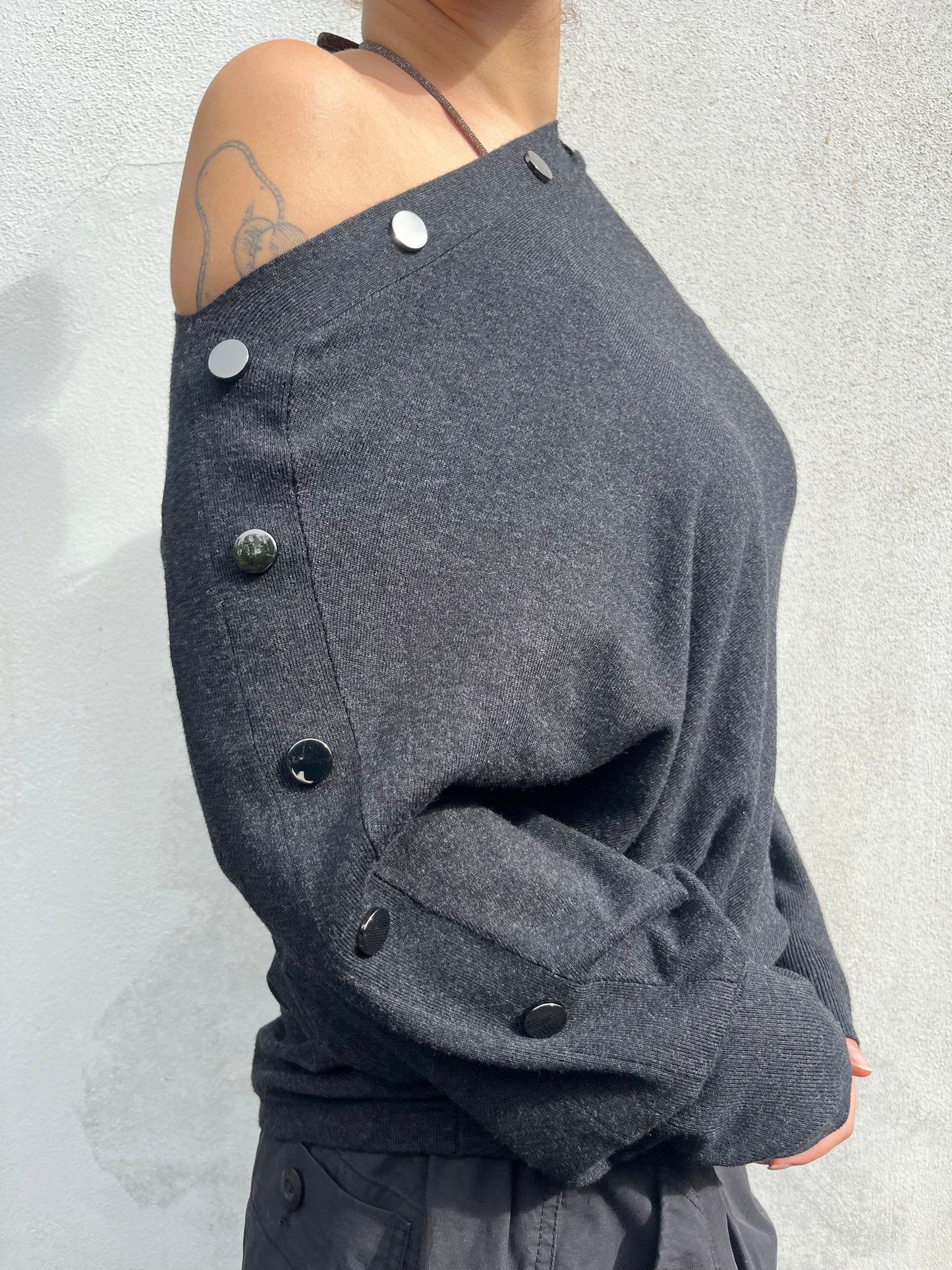 dark grey batwing knit