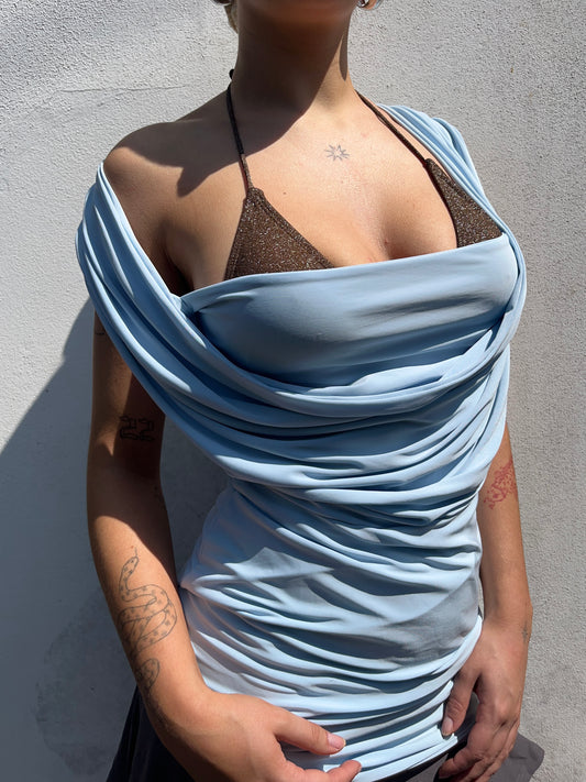 icy blue cowl neck