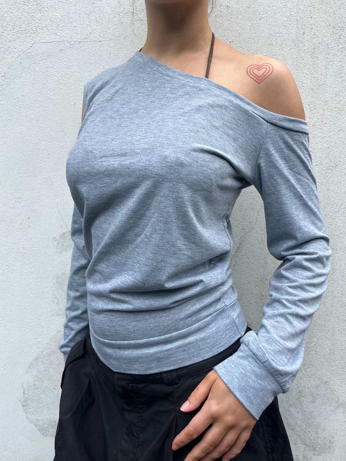 grey asymmetric jumper top