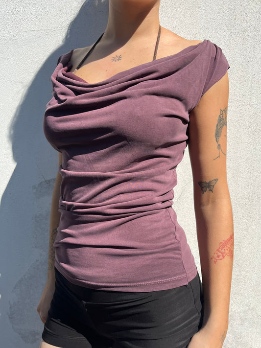 aubergine slouchy top