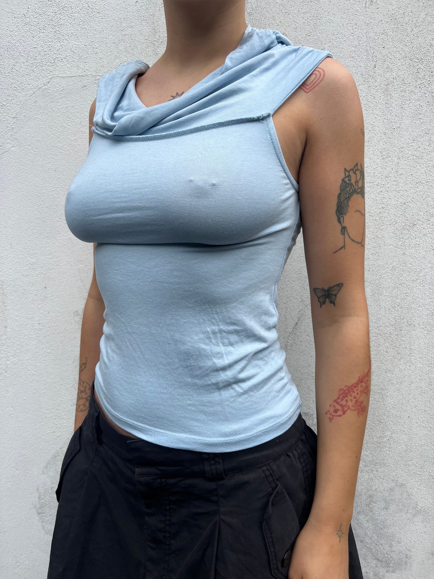 icy blue cowl top