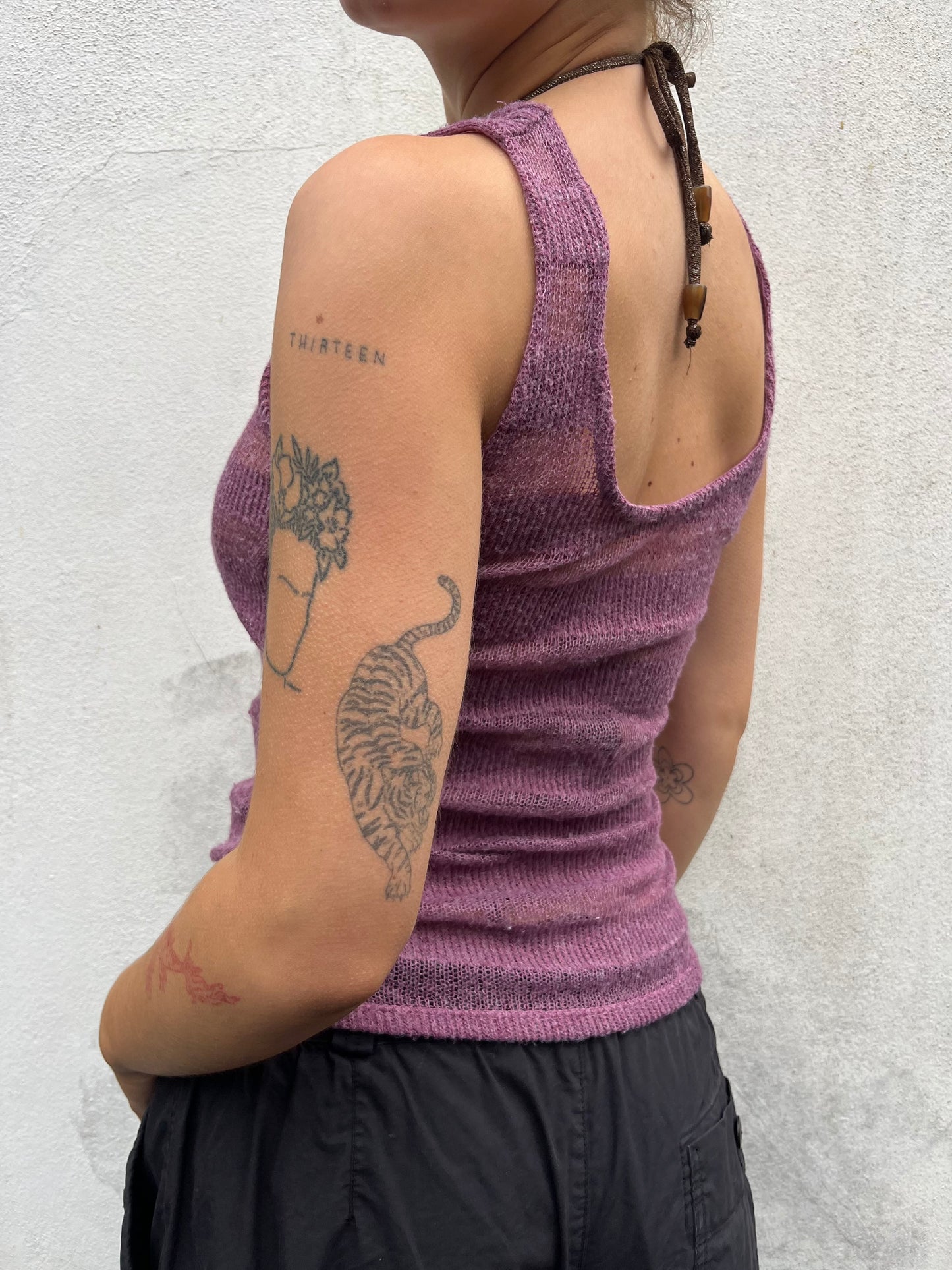 aubergine knit tank top