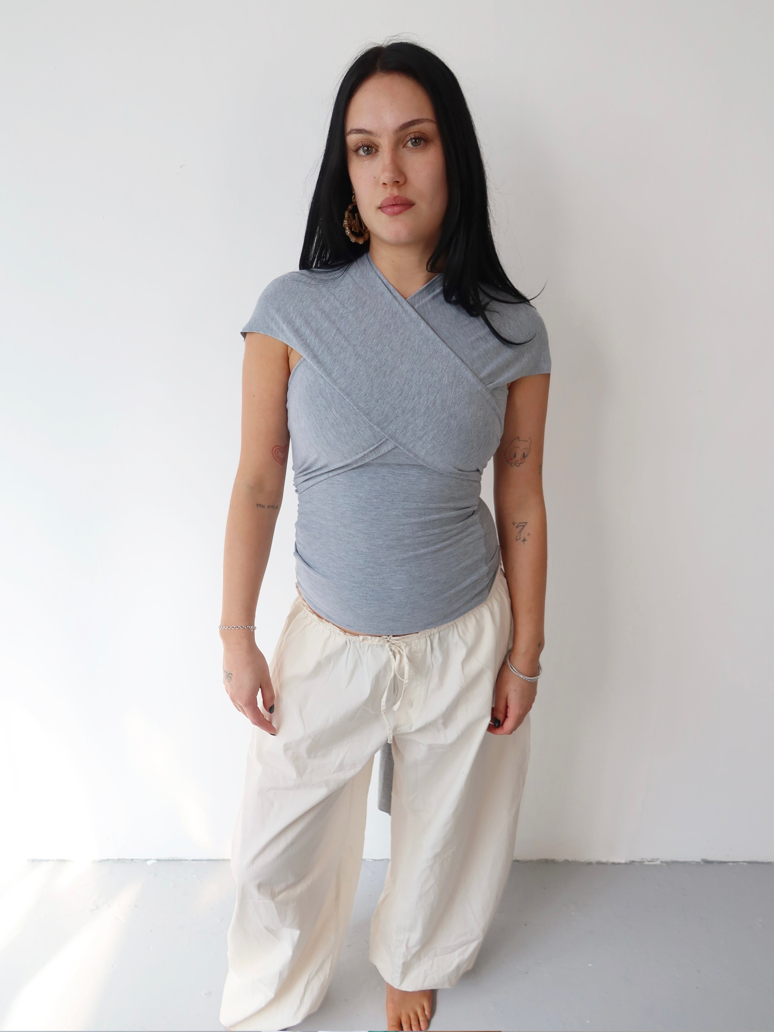 knot top in marl grey