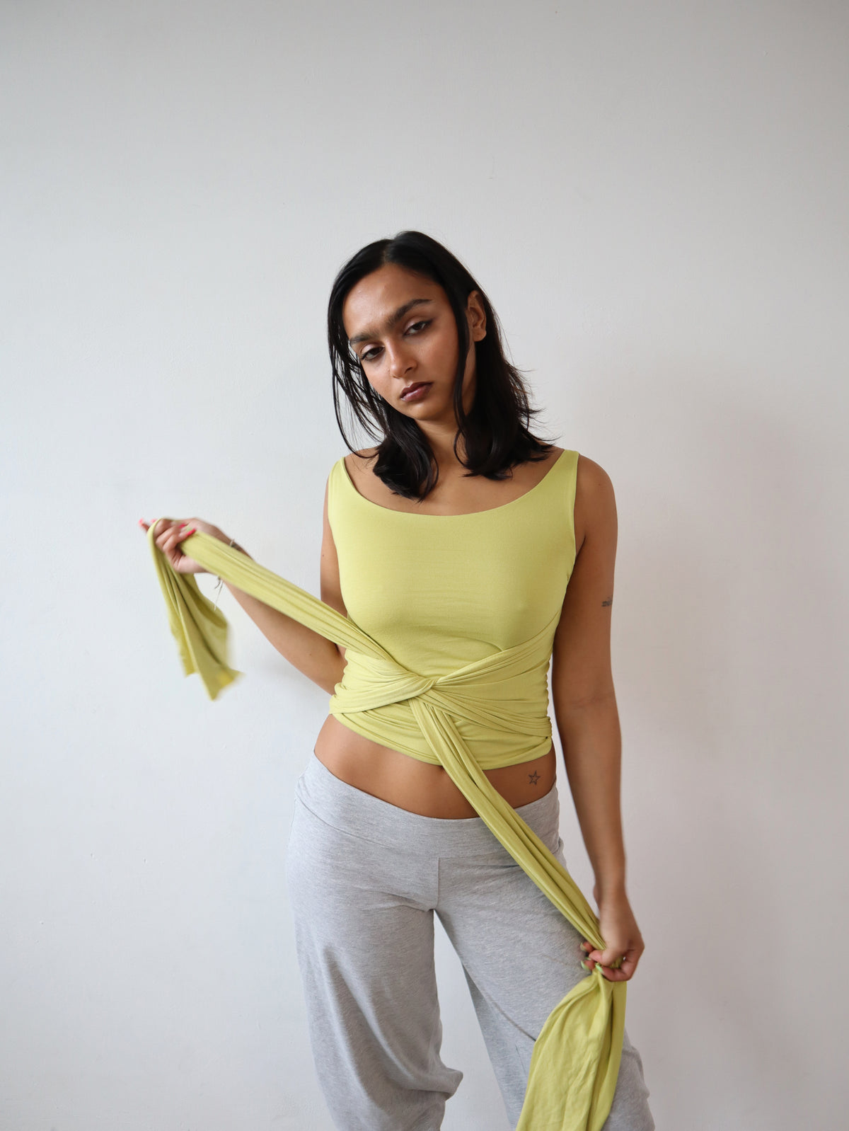 drape top in pear