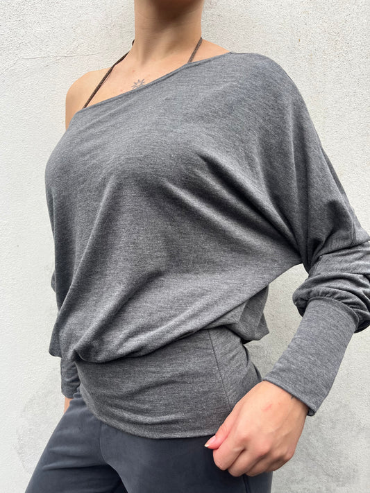 grey batwing top