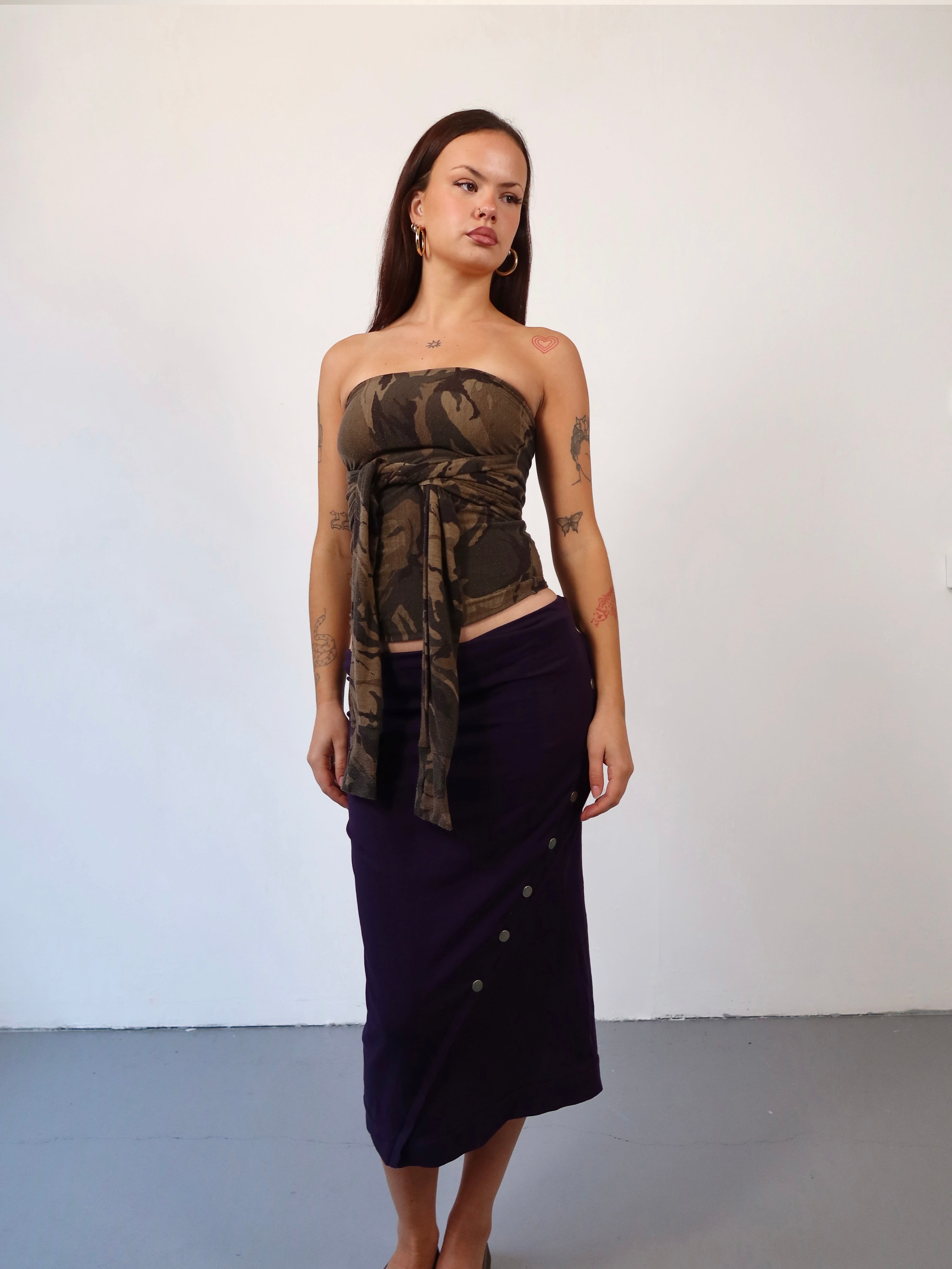 purple midi skirt