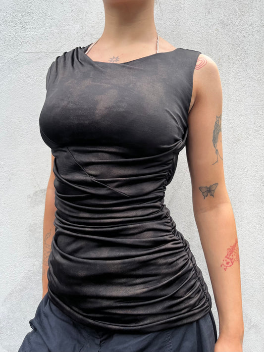 shiny brown top