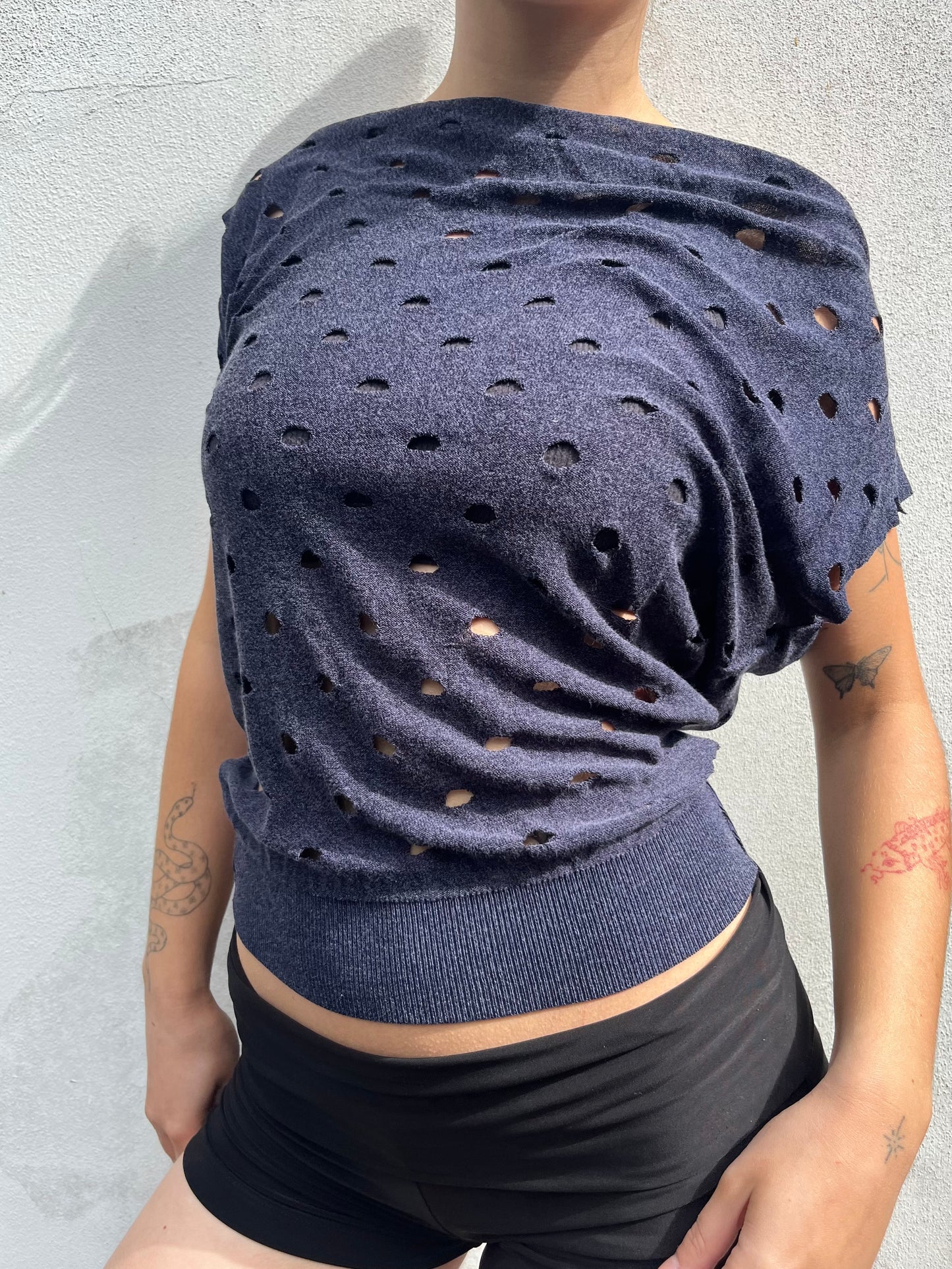 blue slouchy spotty top