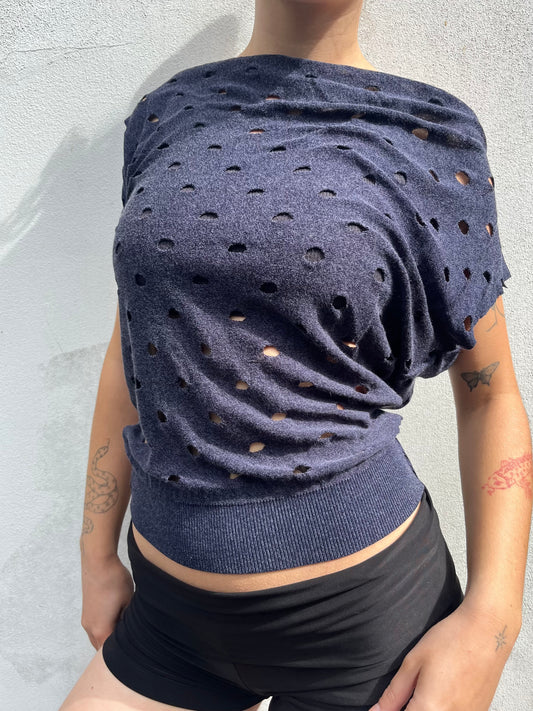 blue slouchy spotty top