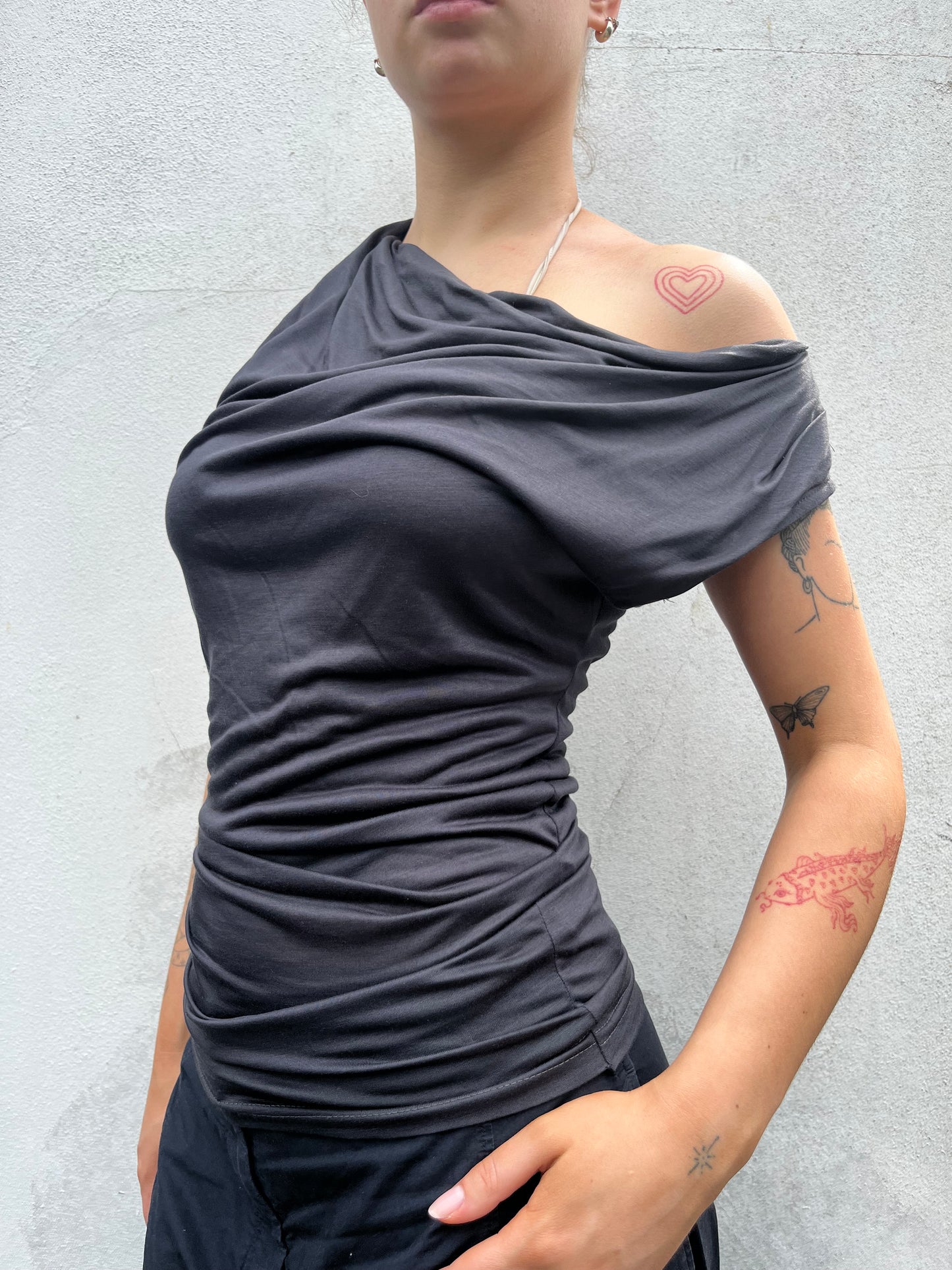 grey brown slouchy top