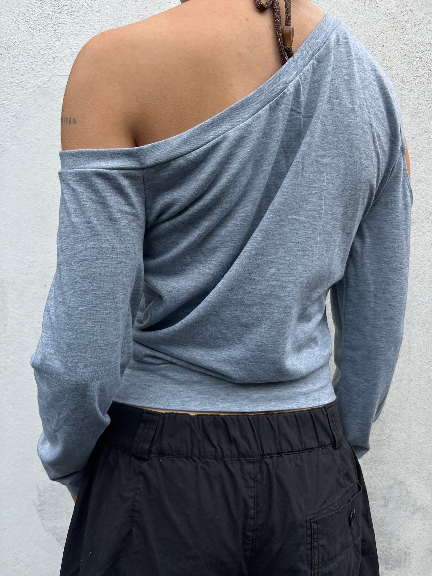 grey asymmetric jumper top