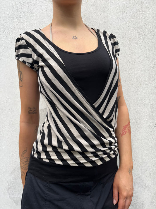 gold and black stripy top