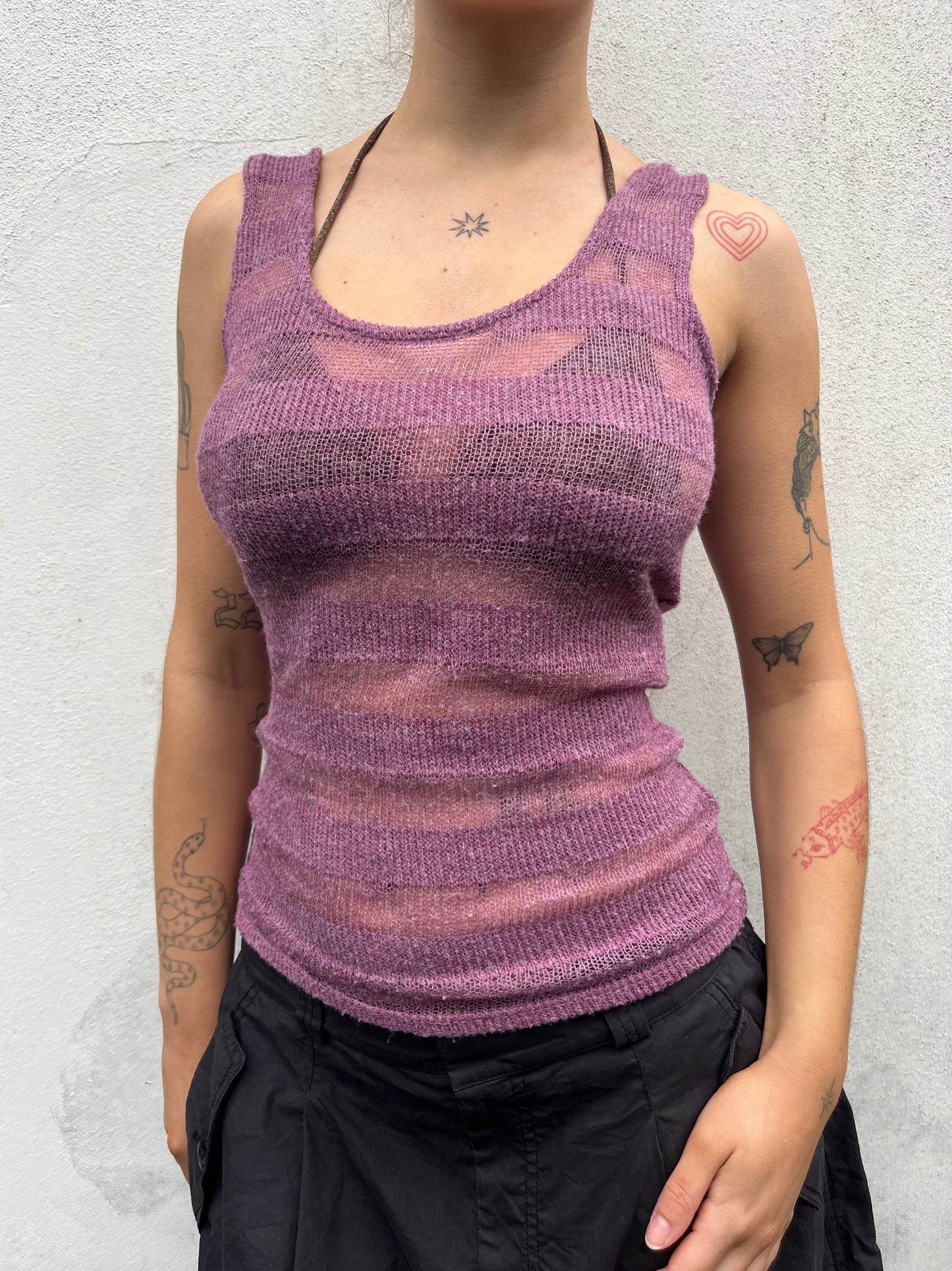 aubergine knit tank top