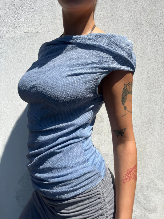 blue slouchy top