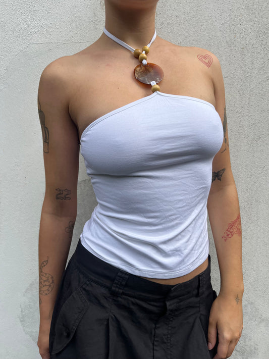 white halter neck top