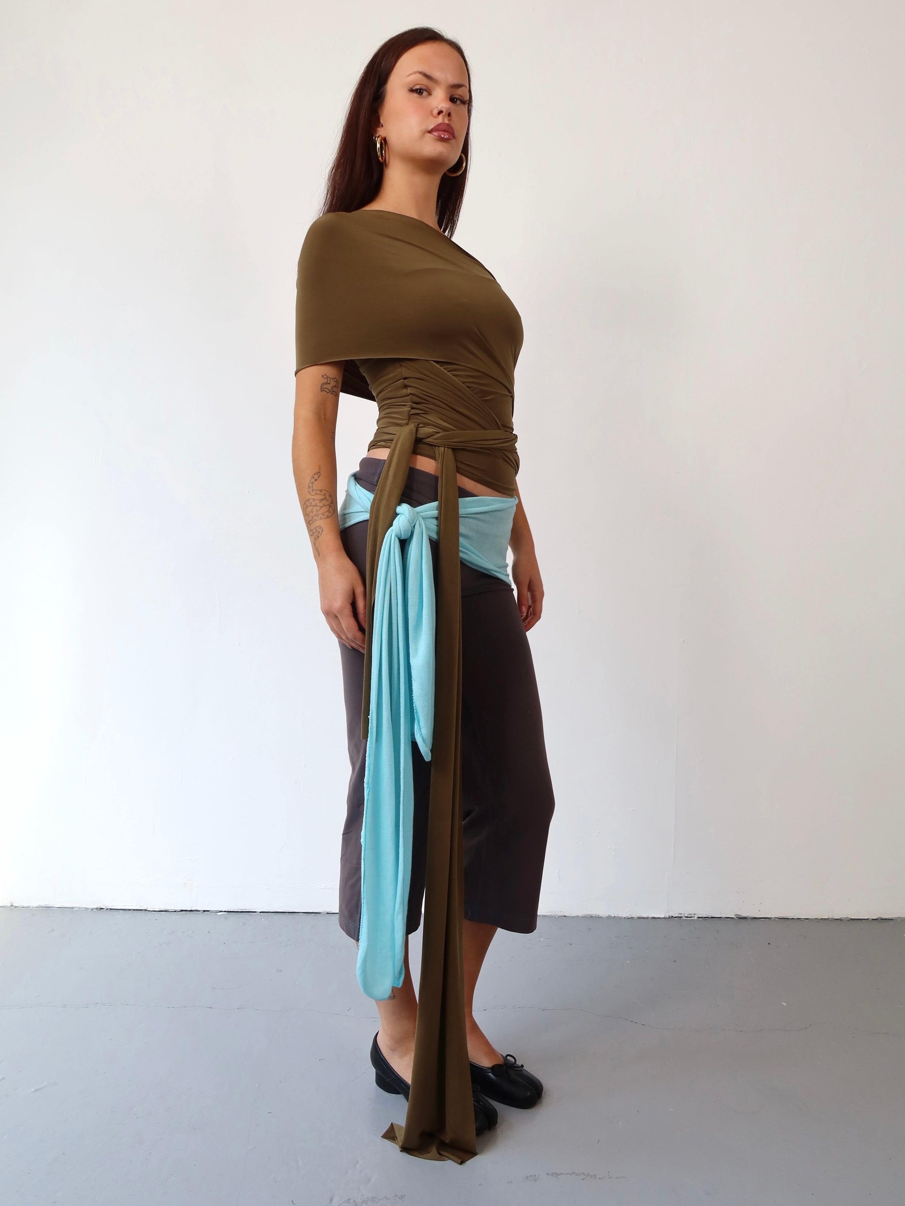 olive wrap top