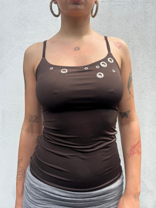 eyelet cami in chocolate