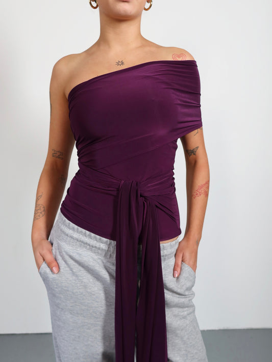 wrap top in aubergine