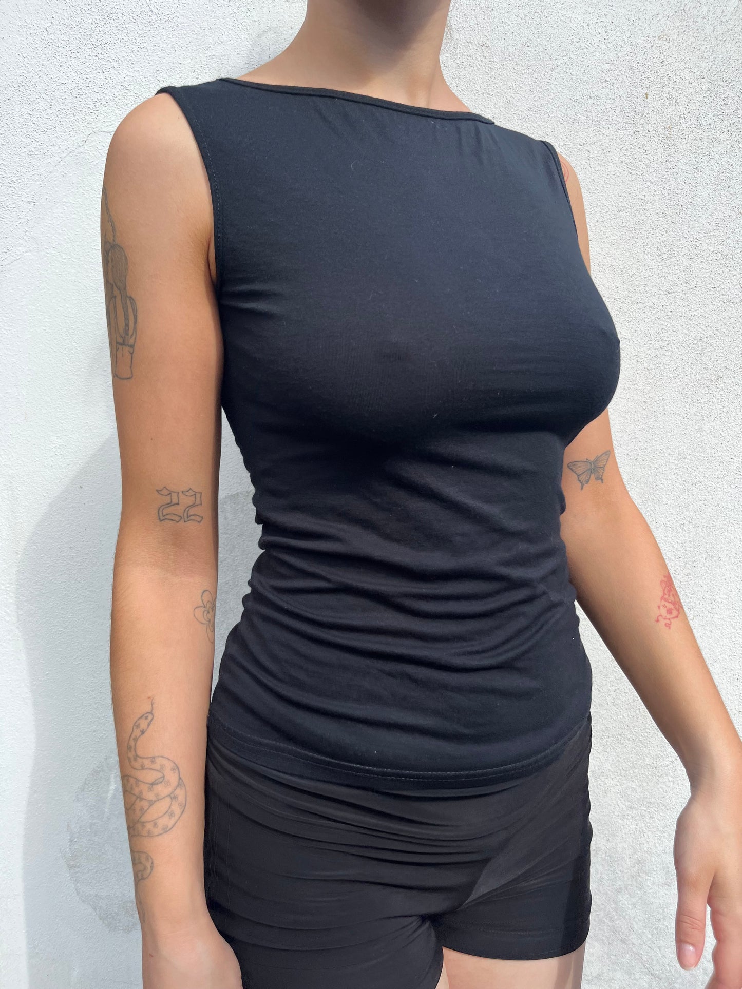 black slash back top