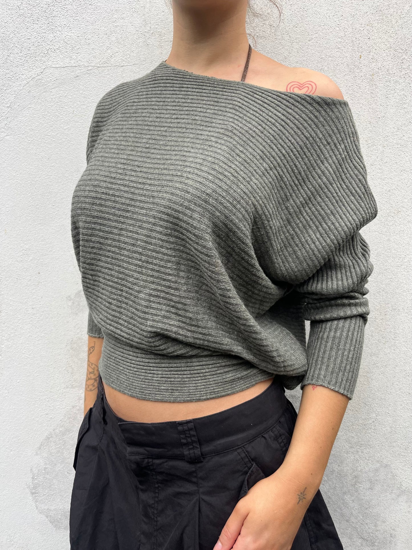 olive green batwing knit